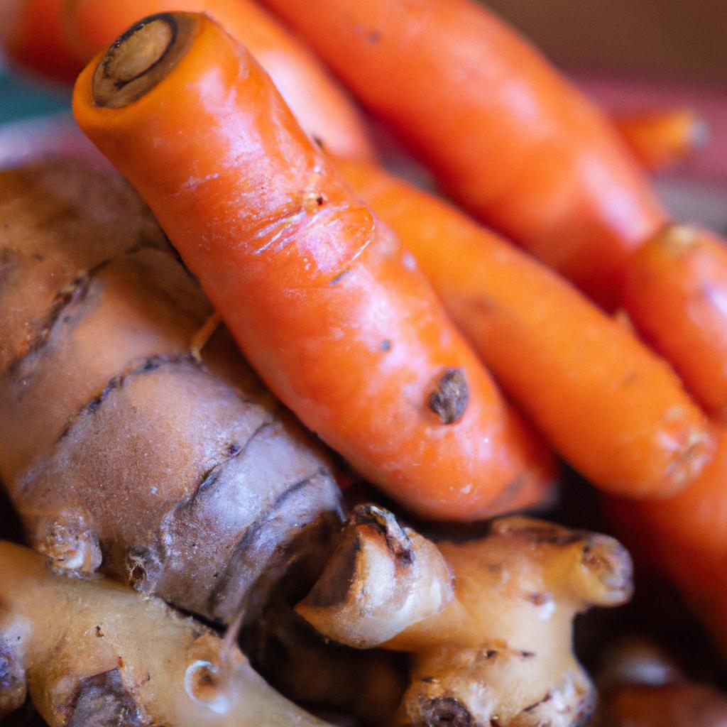 The combination of fresh carrots, ginger, and turmeric root create a flavorful and healthy juice