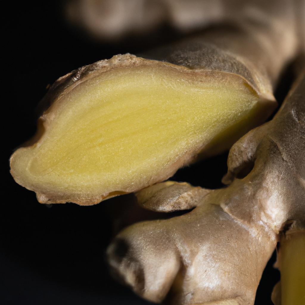 The intricate details of ginger root captured in a stunning macro shot
