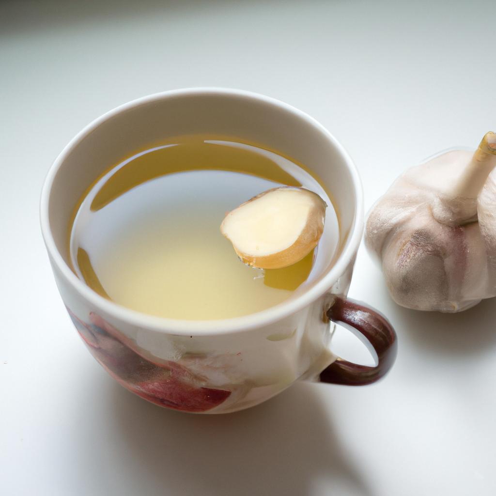 Enjoying the health benefits of ginger and garlic in a warm cup of tea