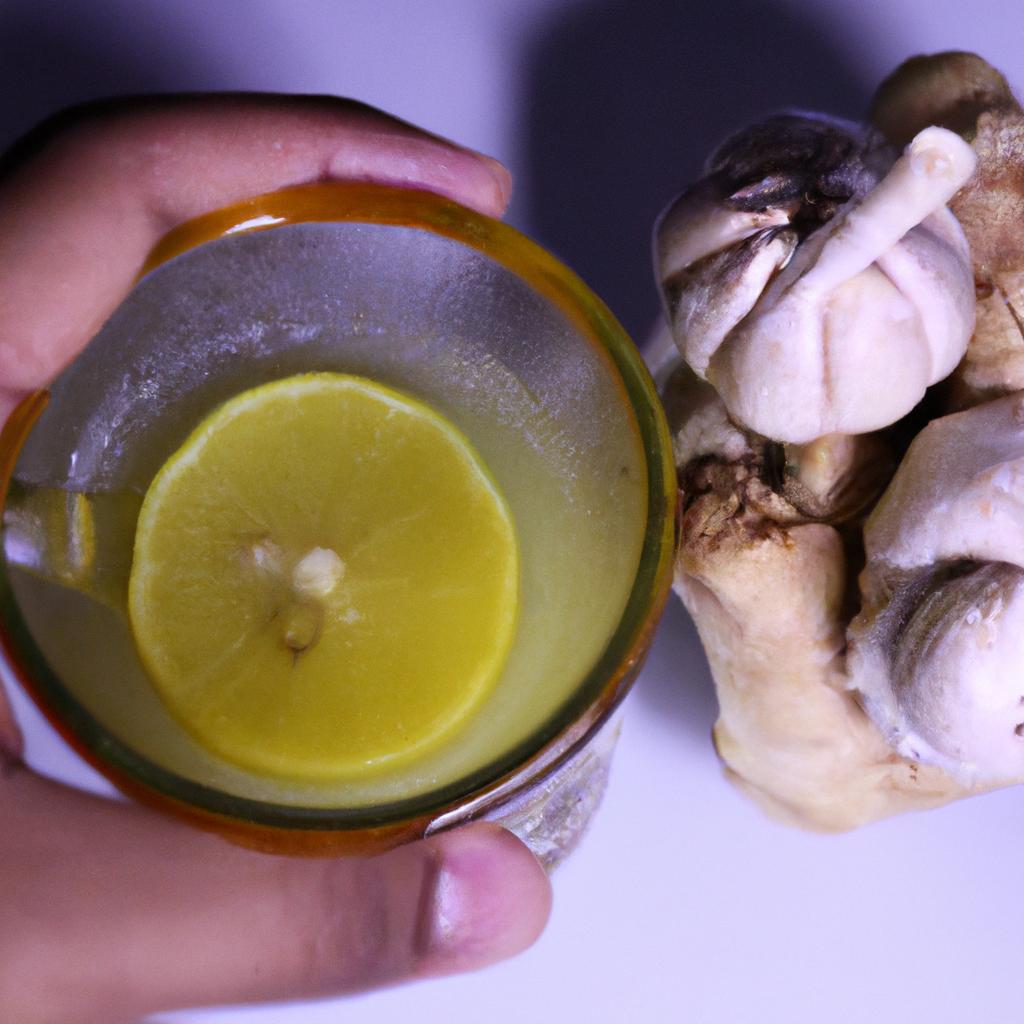 Sipping on a refreshing and healthy ginger garlic and lemon drink