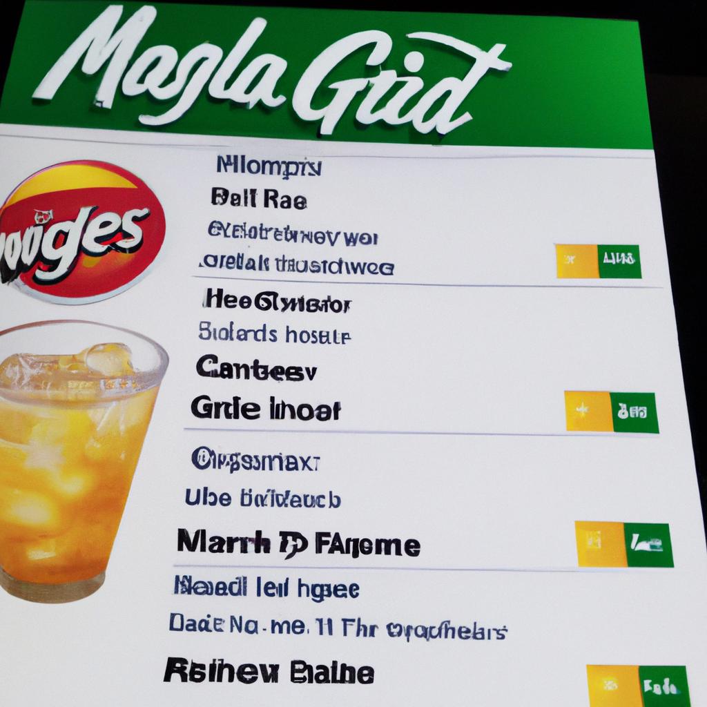 McDonald's menu offering ginger ale as a drink option