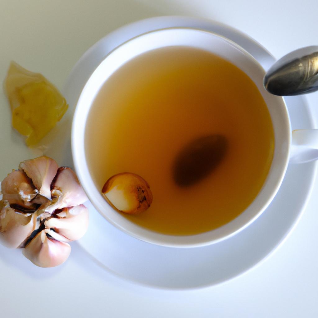 Ginger and garlic tea with honey is a soothing and healthy drink.