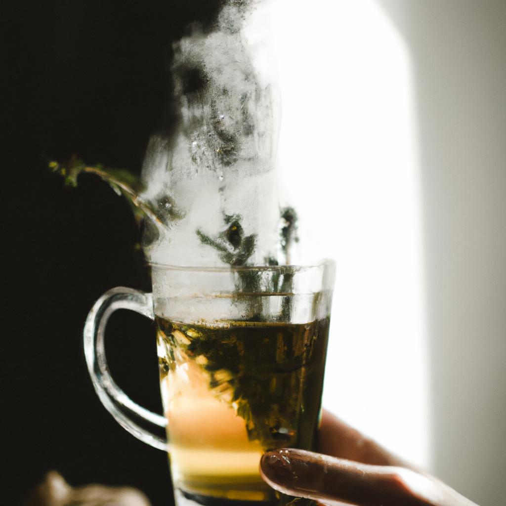 Sipping on a warm cup of ginger thyme tea for relaxation