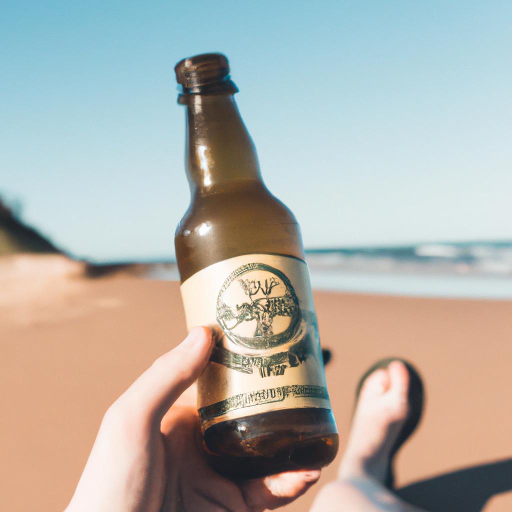 Savoring the taste of ginger beer on a relaxing day at the beach.