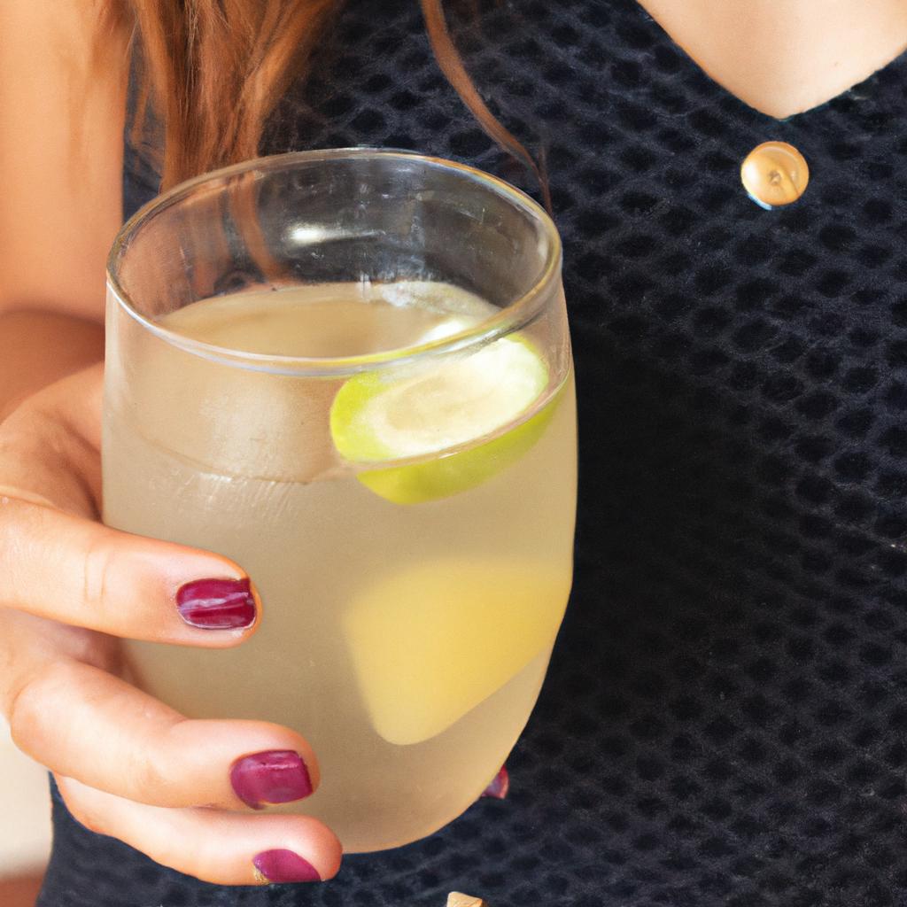 Stay hydrated and refreshed with a glass of iced ginger and lime water.